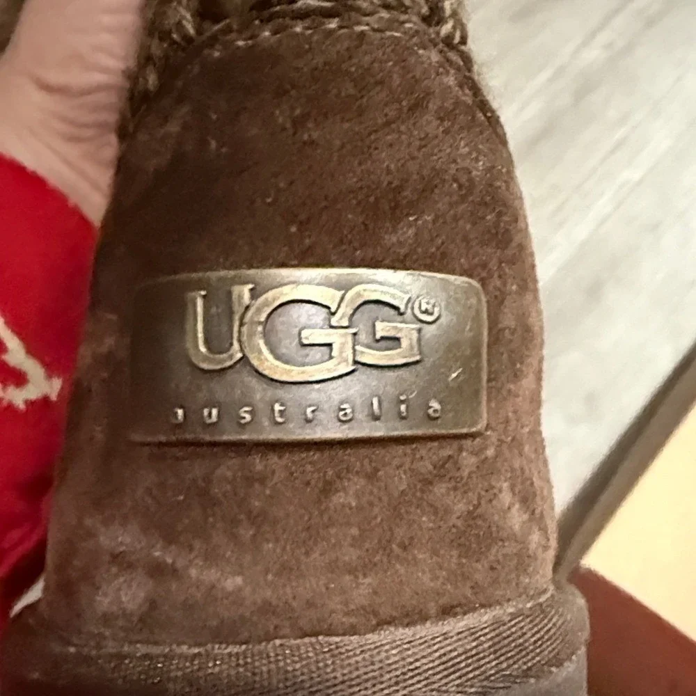 UGG Suburb Crochet Tall Women 7 Espresso  Suede‎ Knit Boots 5733